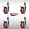 Service Caster 4'' SS Red Poly Swivel 1'' Expanding Stem Caster Set Total Lock Brake, 4PK SCC-SSEXTTL20S414-PPUB-RED-1-4 - alternate 2